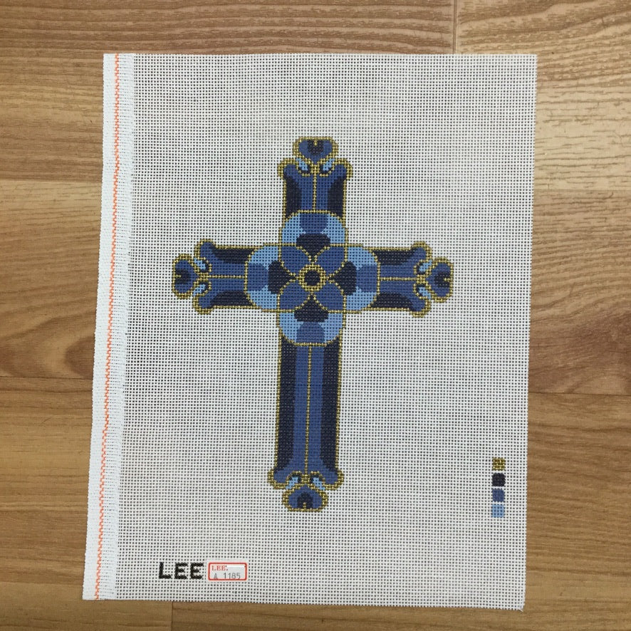 Blue and Blue Cross Canvas - KC Needlepoint