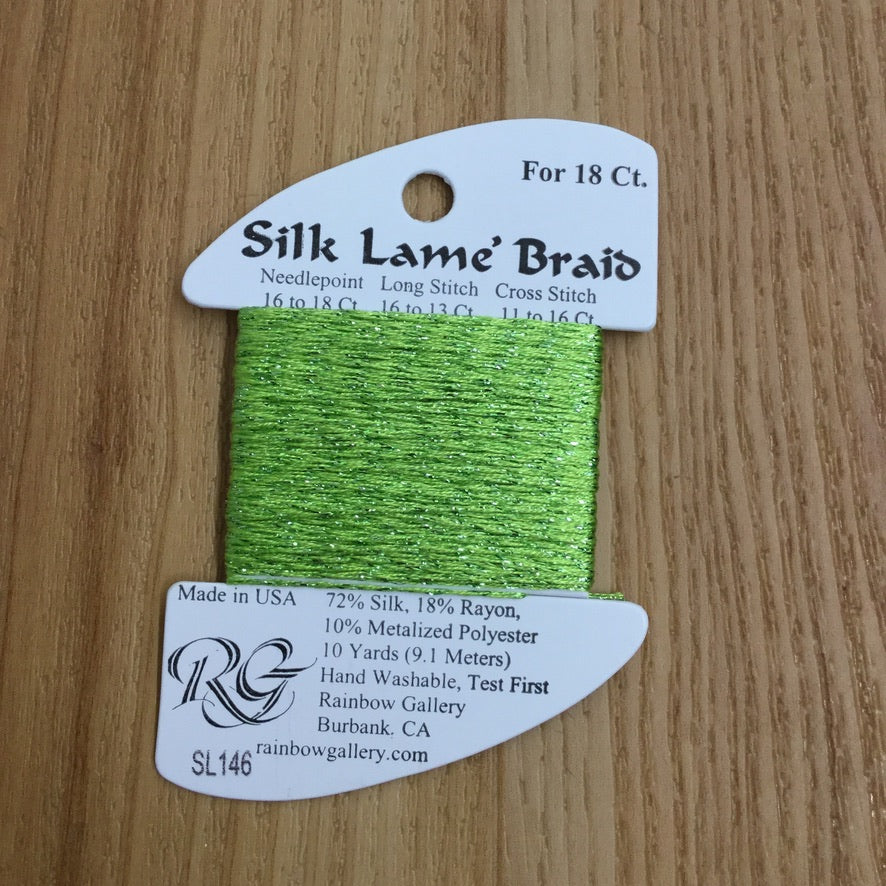 Silk Lamé Braid SL146 Apple Green - needlepoint