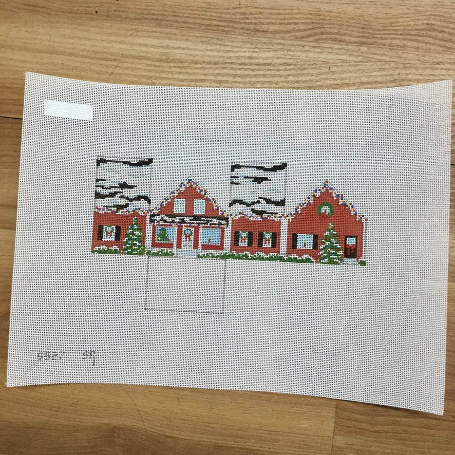 Red Christmas House Canvas - KC Needlepoint