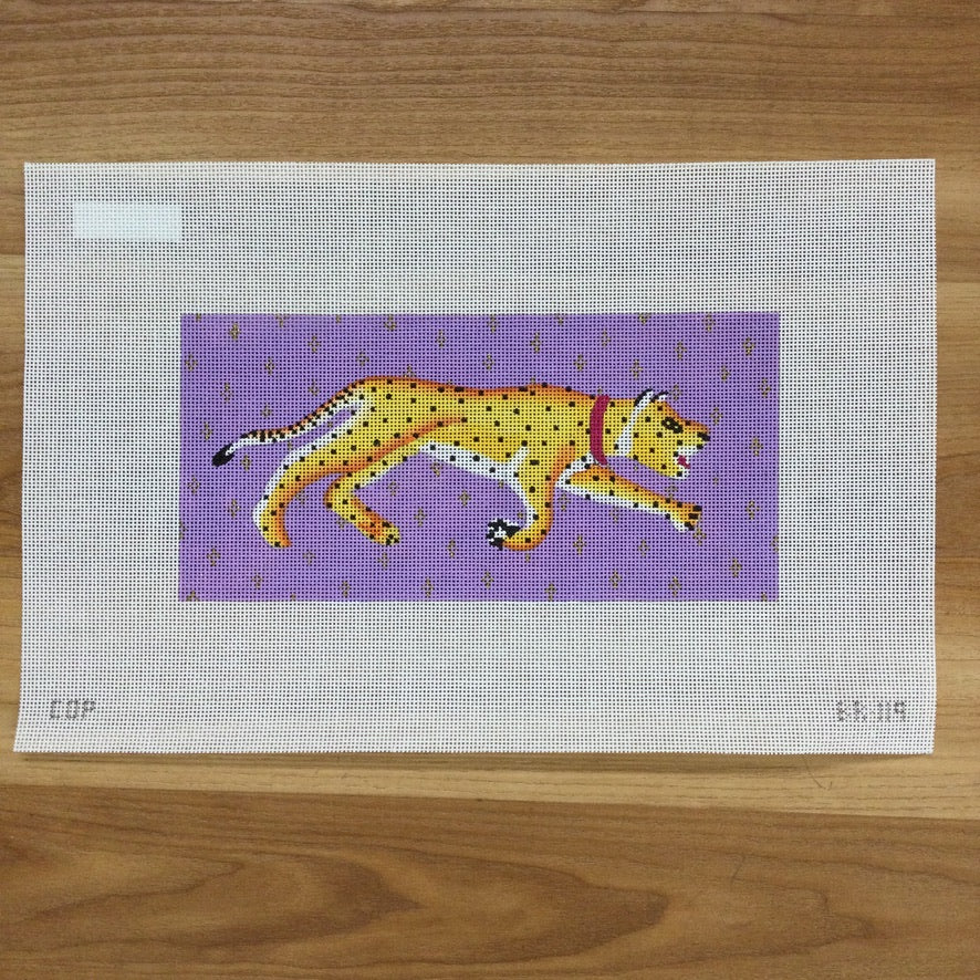 Leopard on Lavender Canvas - KC Needlepoint