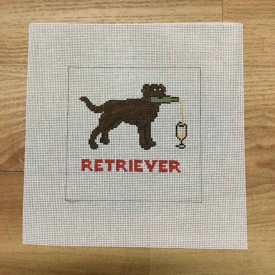 Retriever (White Wine) Square Canvas - needlepoint