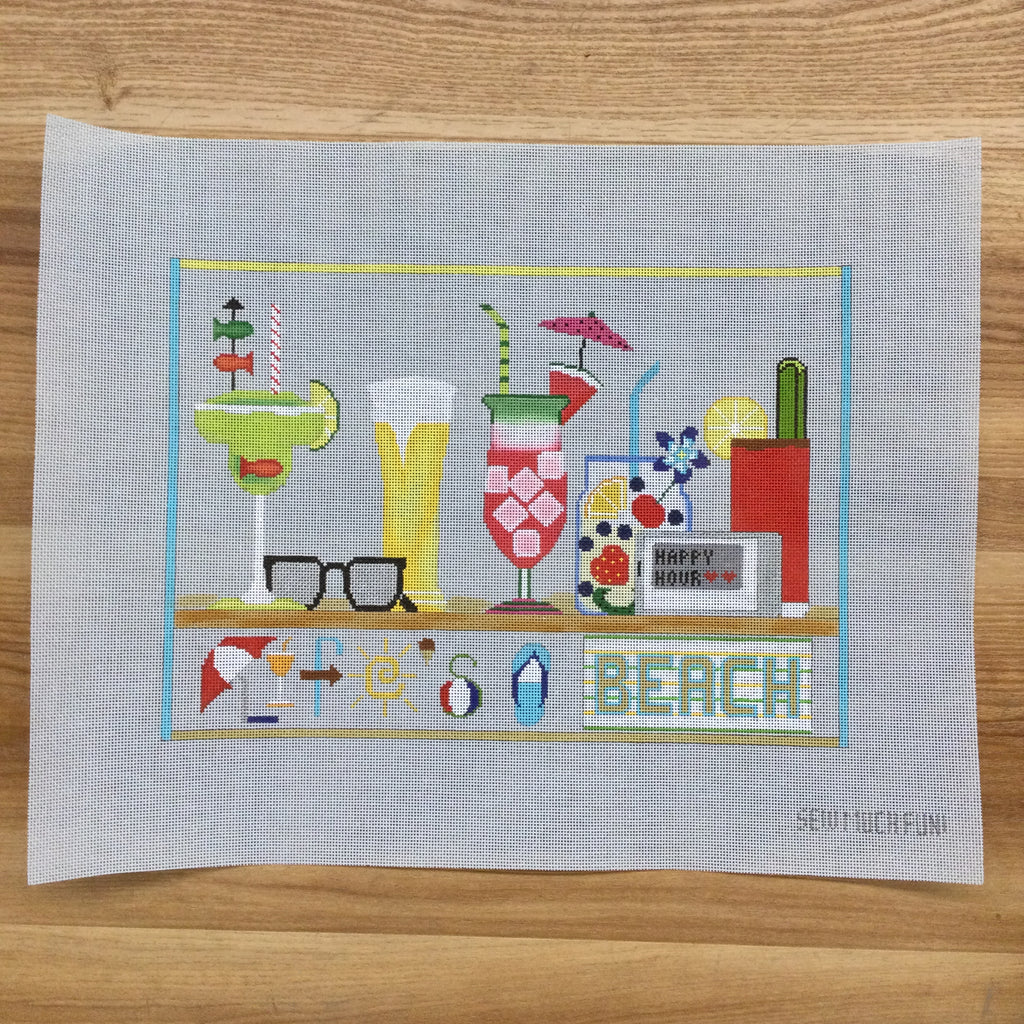 Life's a Beach Canvas/Stitch Guide/Embellishments - KC Needlepoint