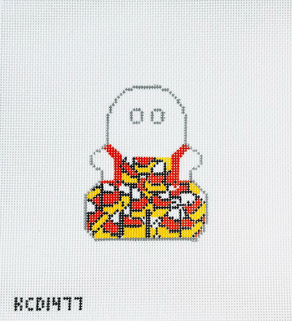 Candycorn Overalls Ghost Canvas - KC Needlepoint
