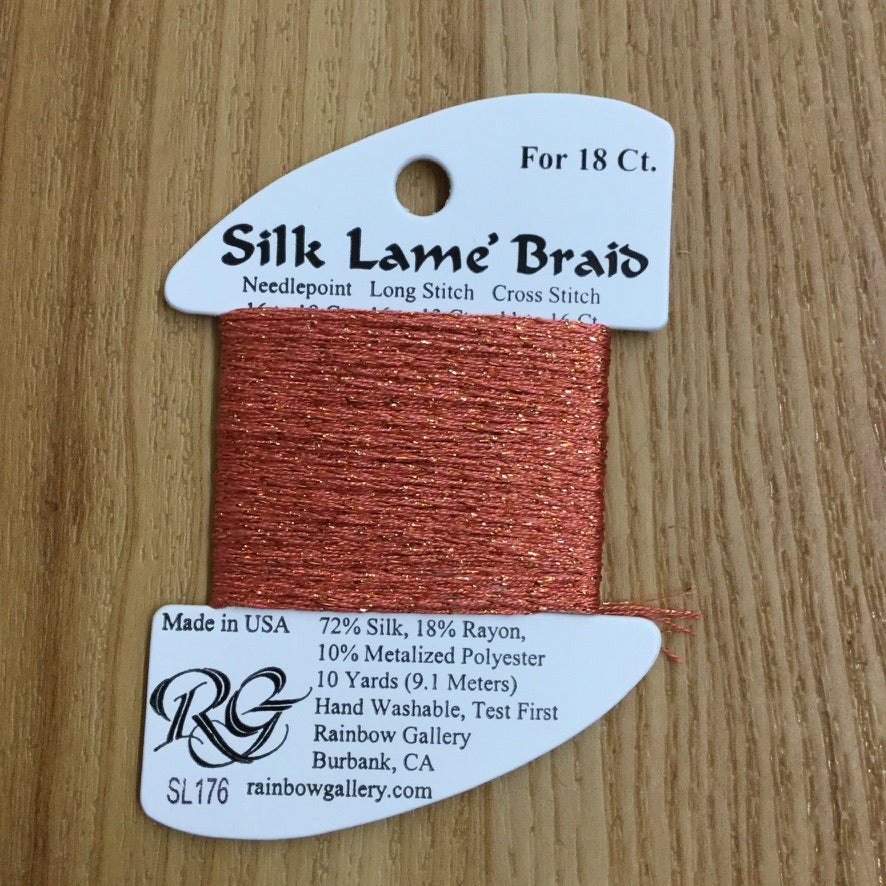 Silk Lamé Braid SL176  Coral - KC Needlepoint