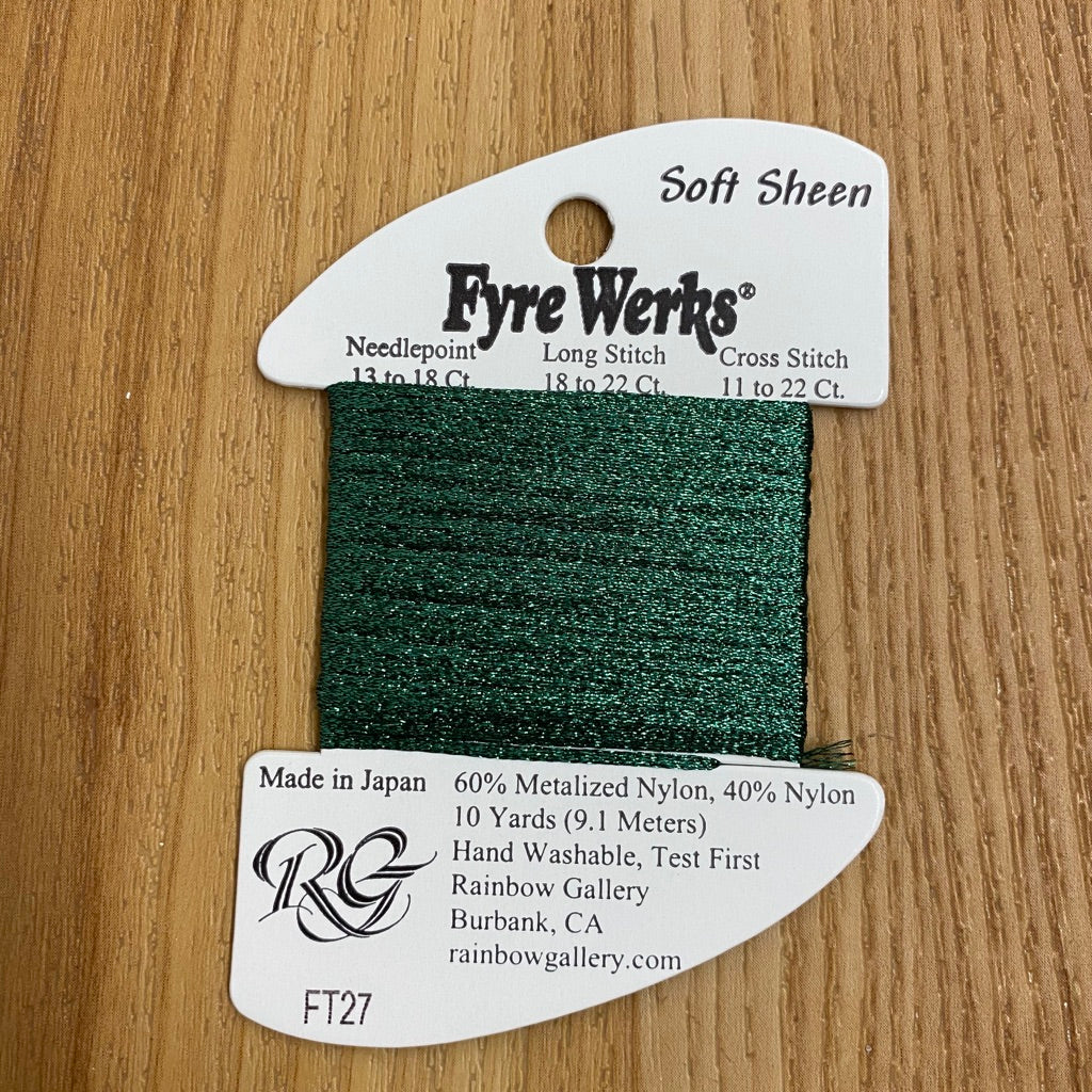 Fyre Werks Soft Sheen FT27 Tree Green - KC Needlepoint