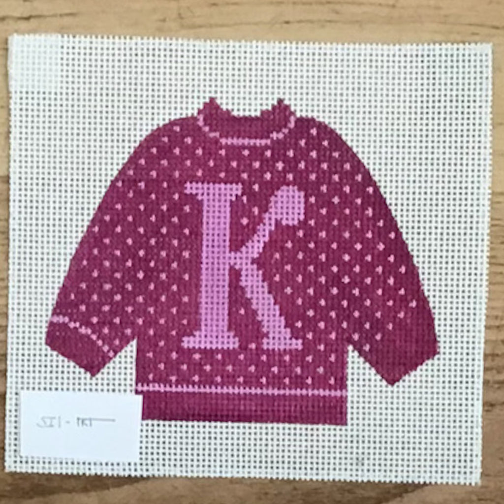 K Pullover Sweater Needlepoint Canvas - KC Needlepoint