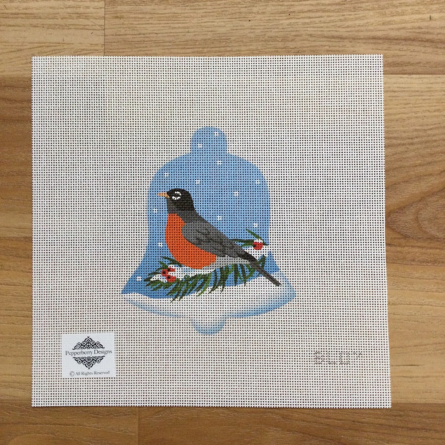 Robin Snow Bell Canvas - KC Needlepoint