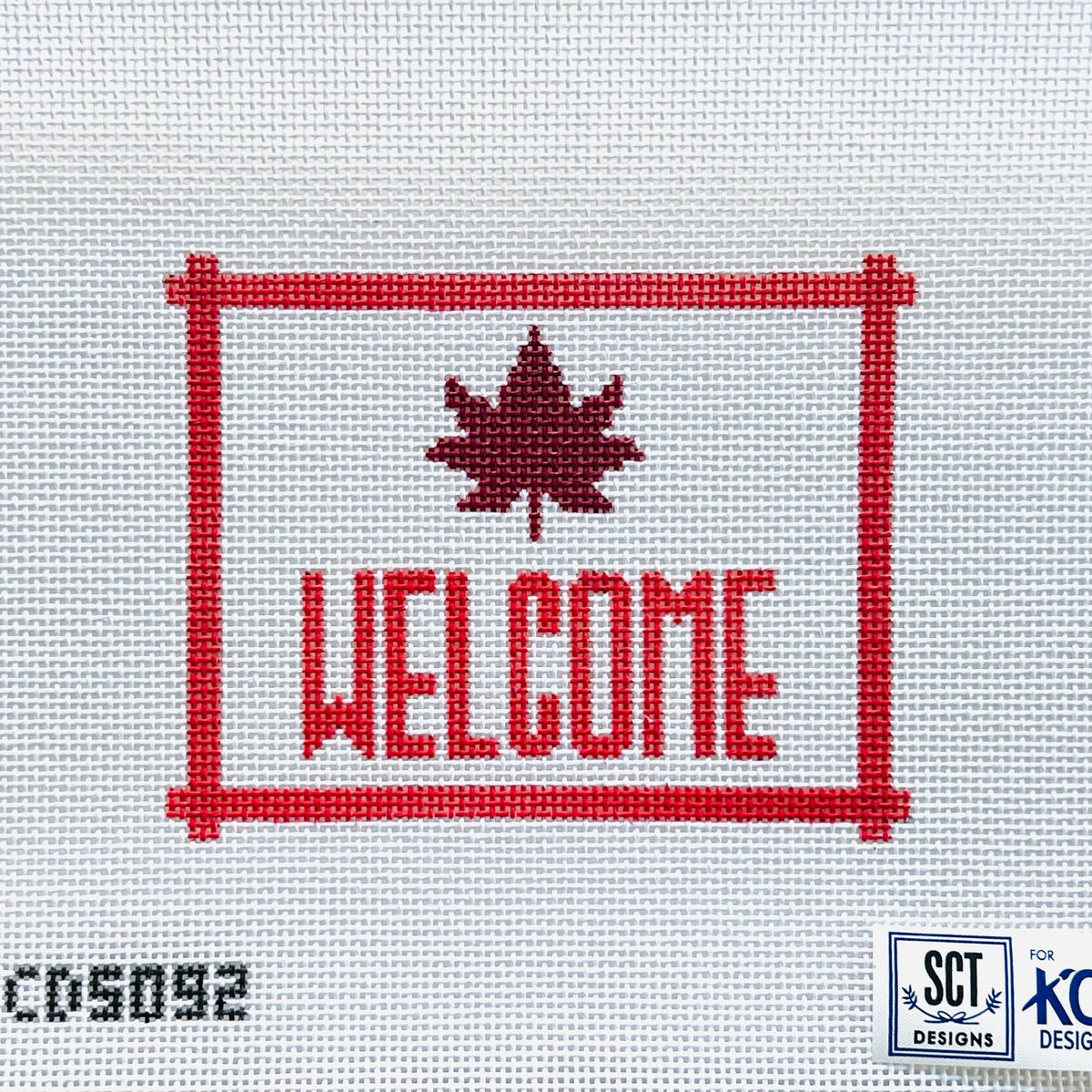 Welcome Sign with Leaf – KC Needlepoint
