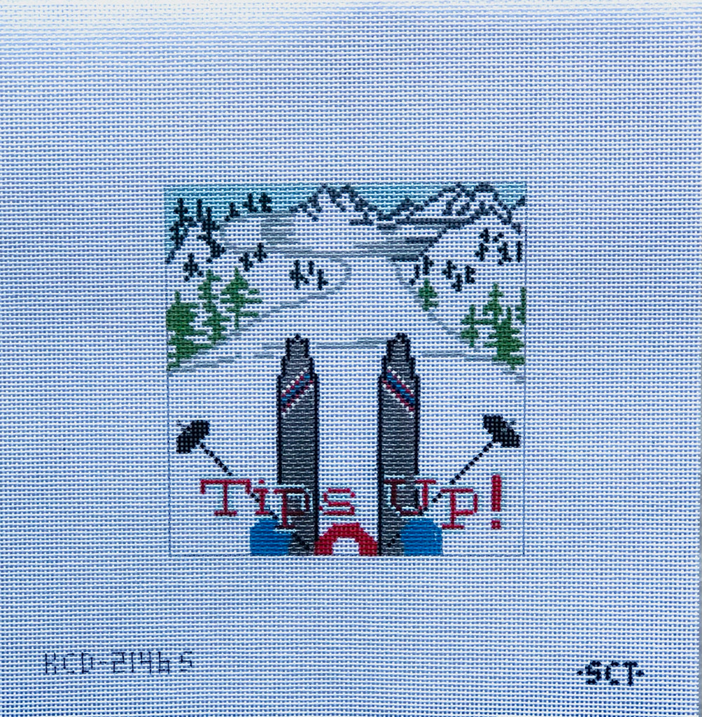 Tips Up Snow Skiing Canvas - KC Needlepoint