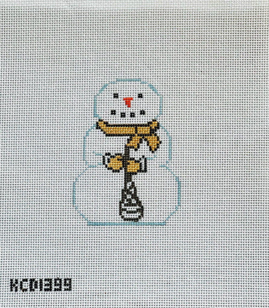 Snowman with Lacrosse Stick Canvas - KC Needlepoint