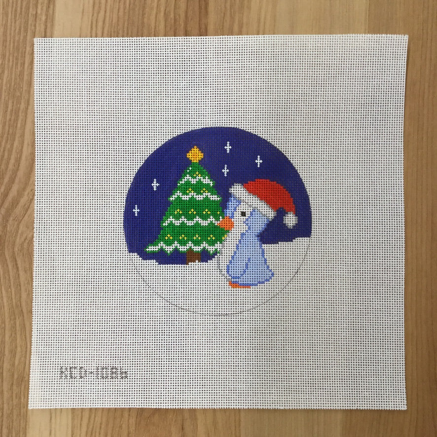 Penguin and Tree Canvas - needlepoint