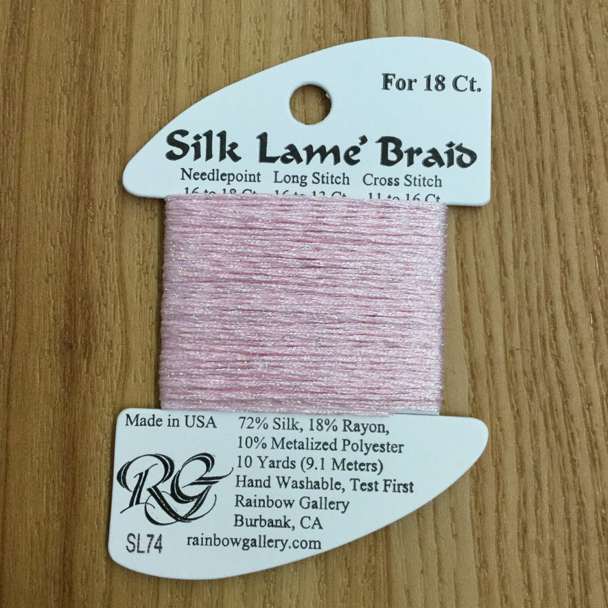 Silk Lamé Braid SL74 Pale Pink - needlepoint