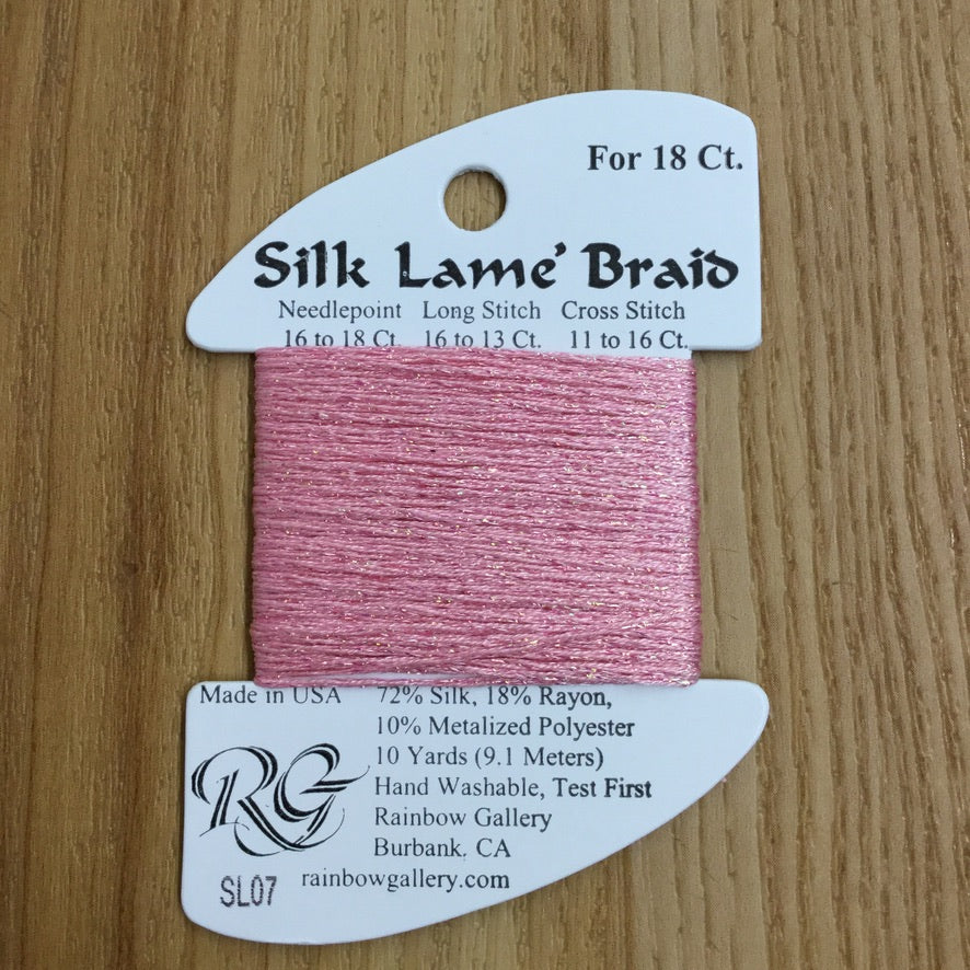 Silk Lamé Braid SL07 Pink - KC Needlepoint