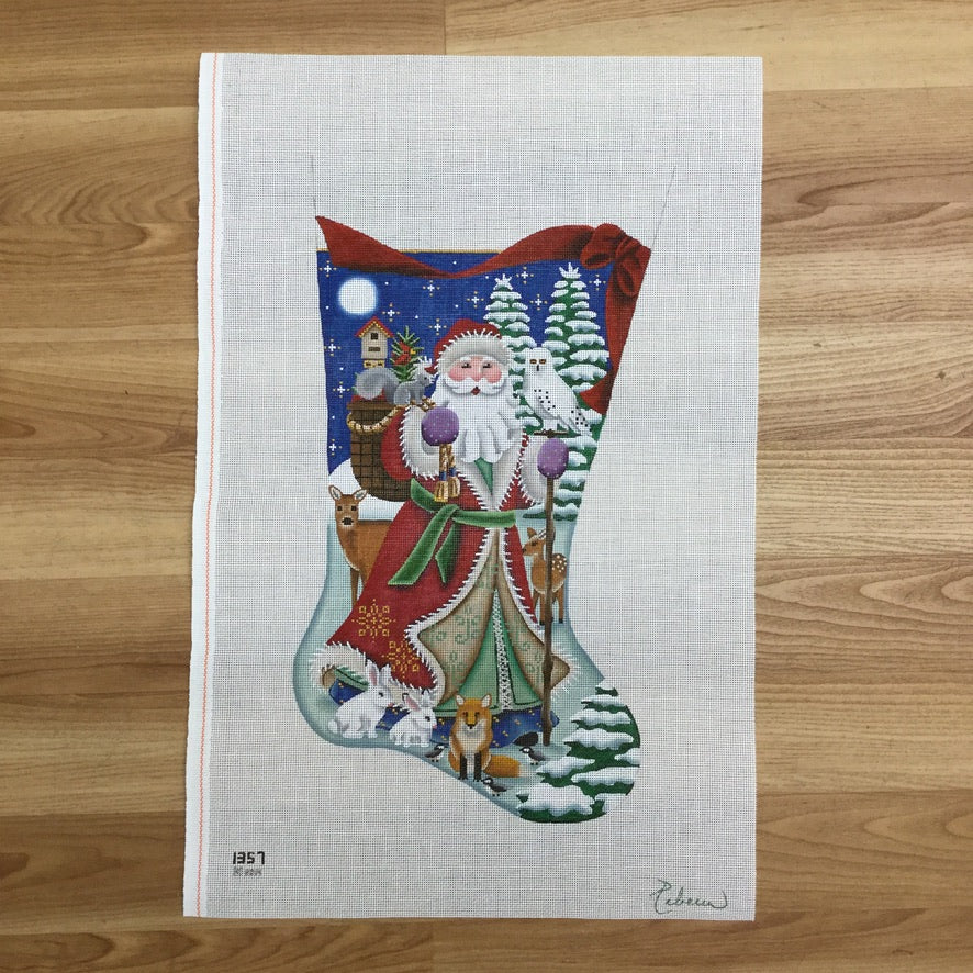 Forest Santa Stocking Canvas - needlepoint