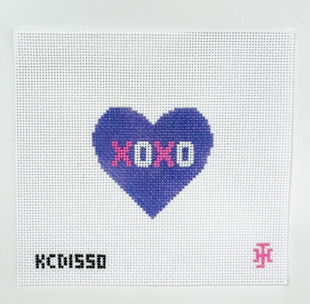 XOXO on Purple Heart Canvas - KC Needlepoint