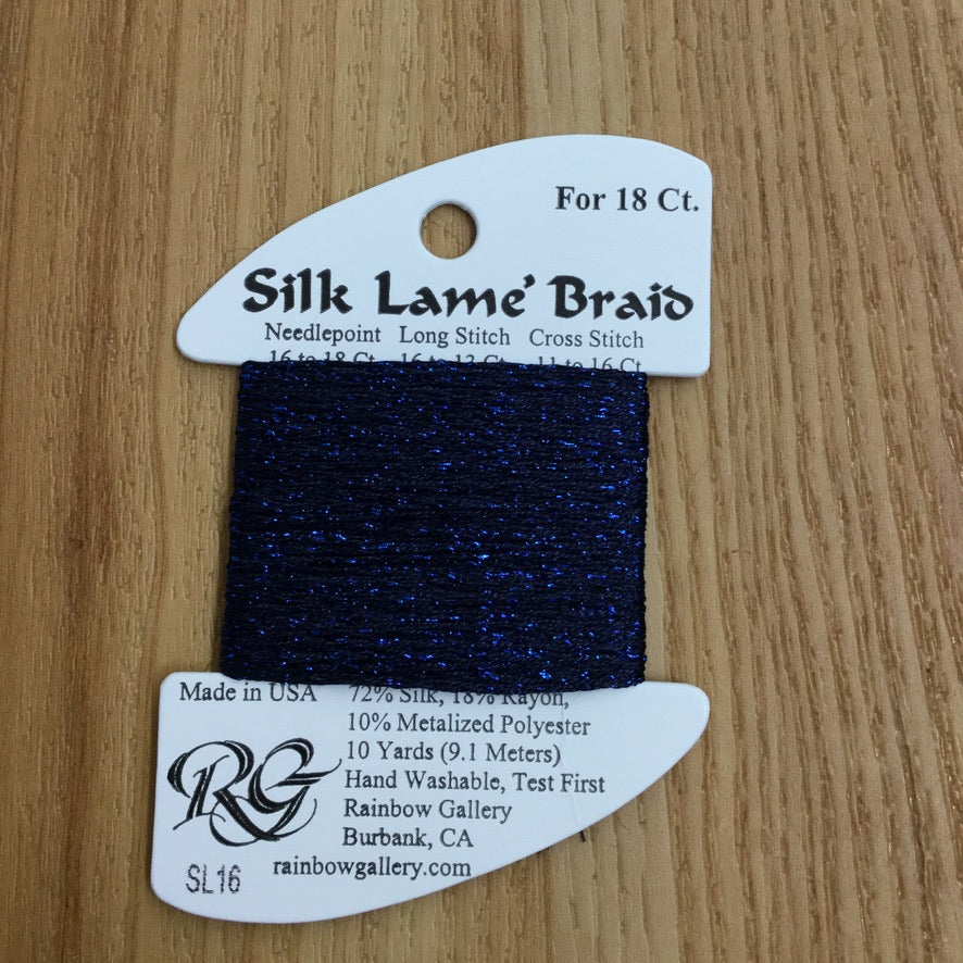 Silk Lamé Braid SL16 Navy - KC Needlepoint