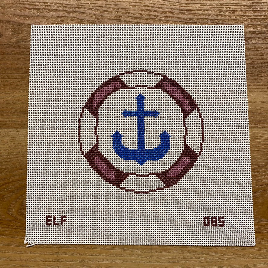 Anchor with Lifebuoy Canvas - KC Needlepoint