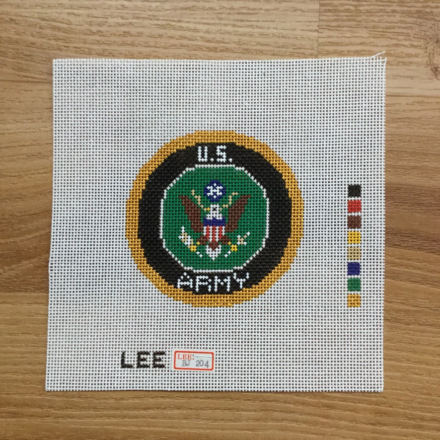 Army Round Needlepoint Canvas - KC Needlepoint