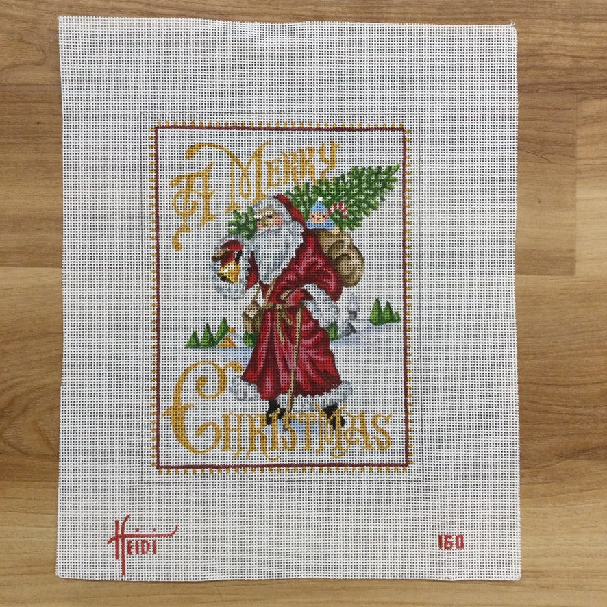 Christmas ~ Many Faces of Santa #50 handpainted 5X 5 on 18 Mesh  Needlepoint Canvas by LEE Needle Art