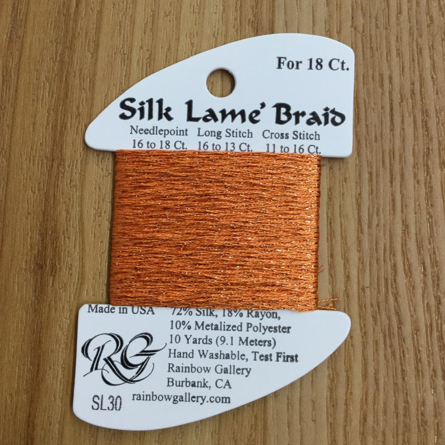 Silk Lamé Braid SL30 Orange - KC Needlepoint