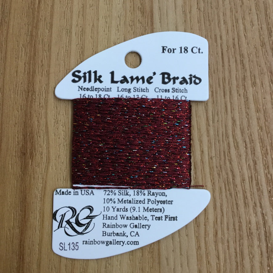 Silk Lamé Braid SL135 Red Sparkle - needlepoint