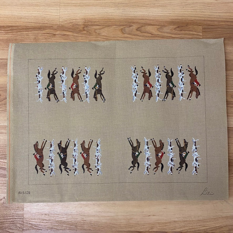 Hunt Scene Backgammon Board Canvas KC Needlepoint