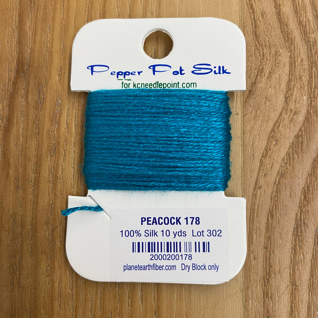 Pepper Pot Silk Card 178 Peacock - KC Needlepoint