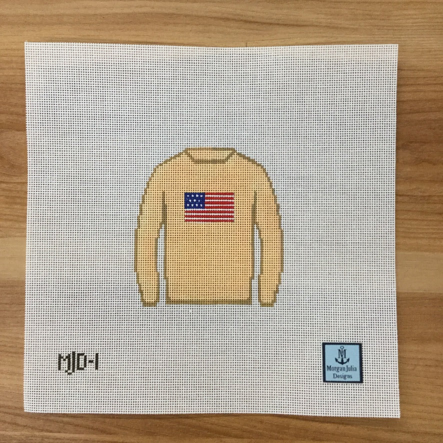 American Flag Sweater Canvas - needlepoint