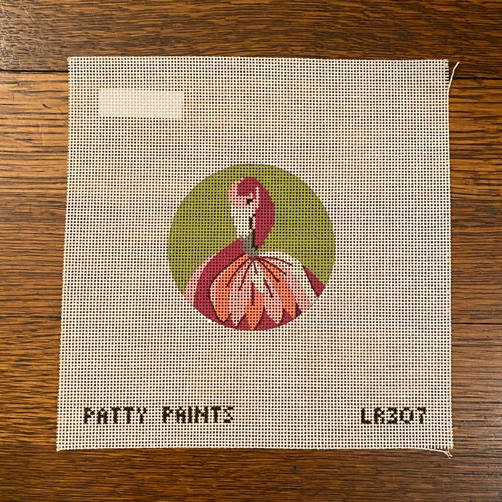 Flamingo Round Canvas - needlepoint