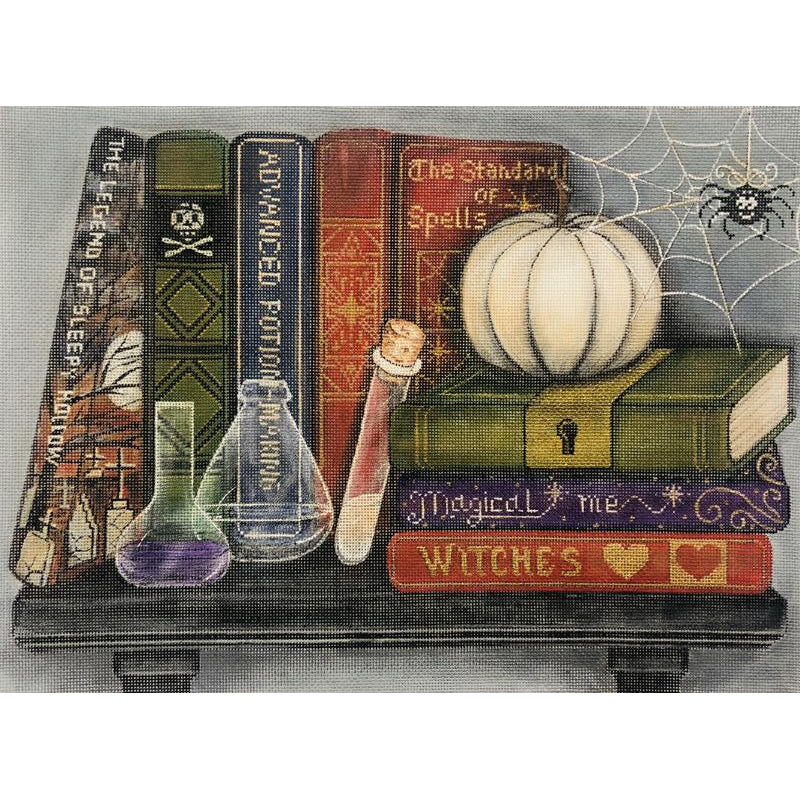 Halloween Bookshelf Canvas - KC Needlepoint