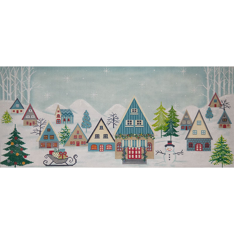 Elongated Winter Scene Canvas - KC Needlepoint
