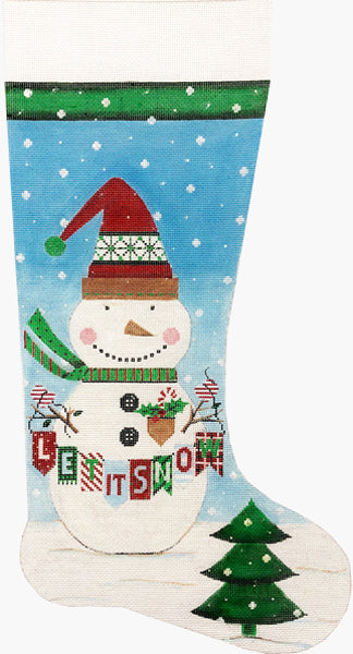 Let It Snow Snowman Stocking Canvas - KC Needlepoint