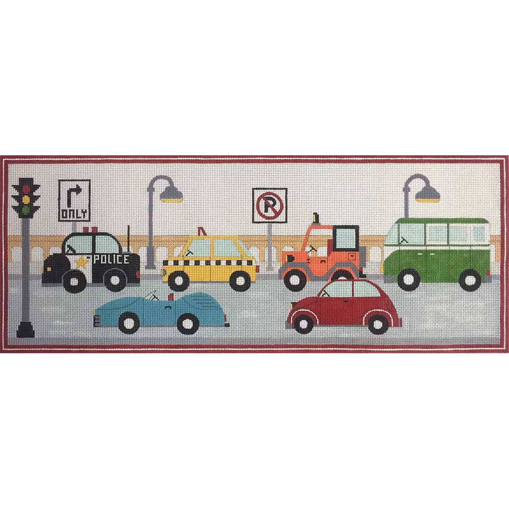 Cars on Highway Canvas - KC Needlepoint