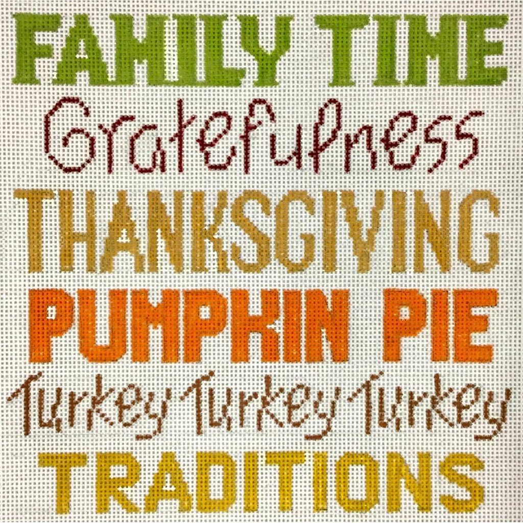 Thanksgiving Words Canvas - KC Needlepoint