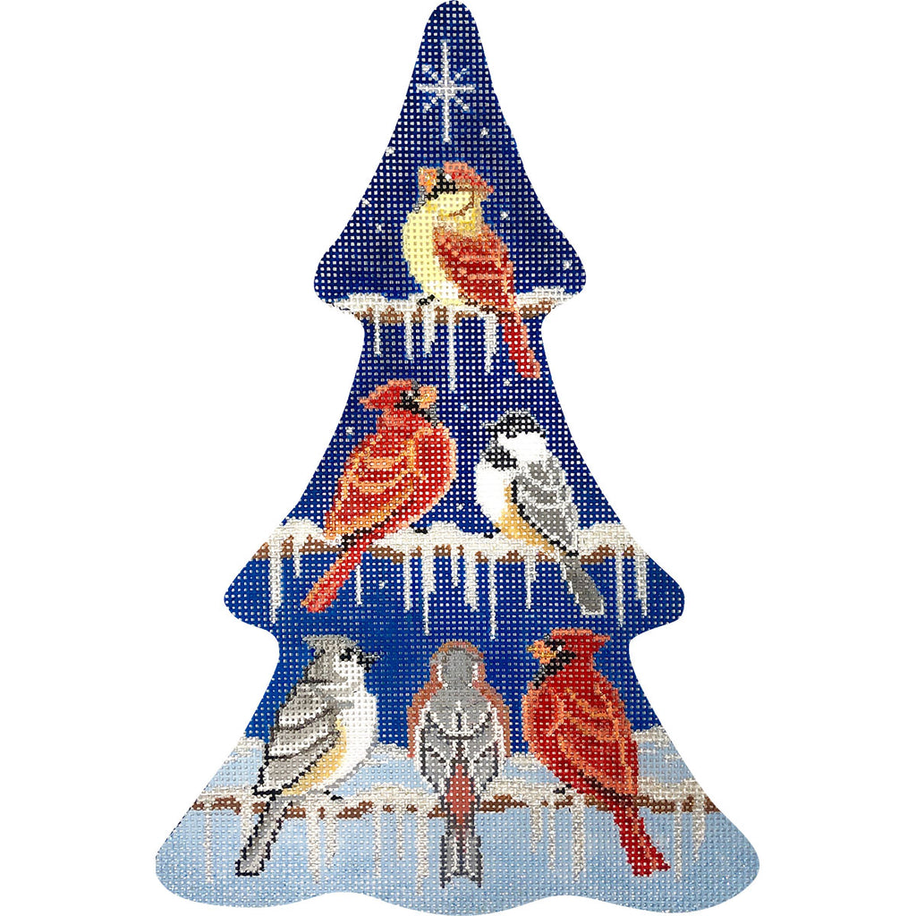 Birds Collection Christmas Tree Canvas - KC Needlepoint
