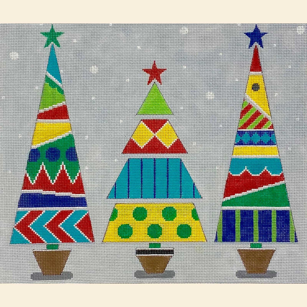 Three Christmas Trees Canvas - KC Needlepoint