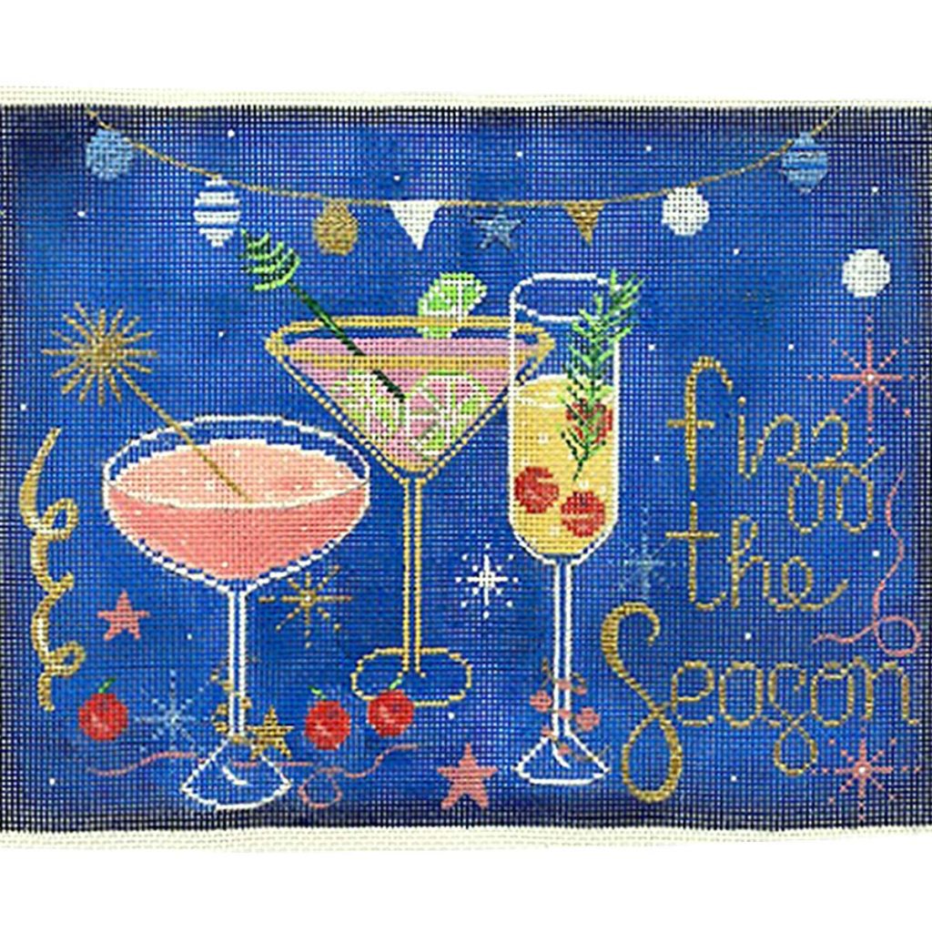 Fizz the Season Cocktail Canvas - KC Needlepoint