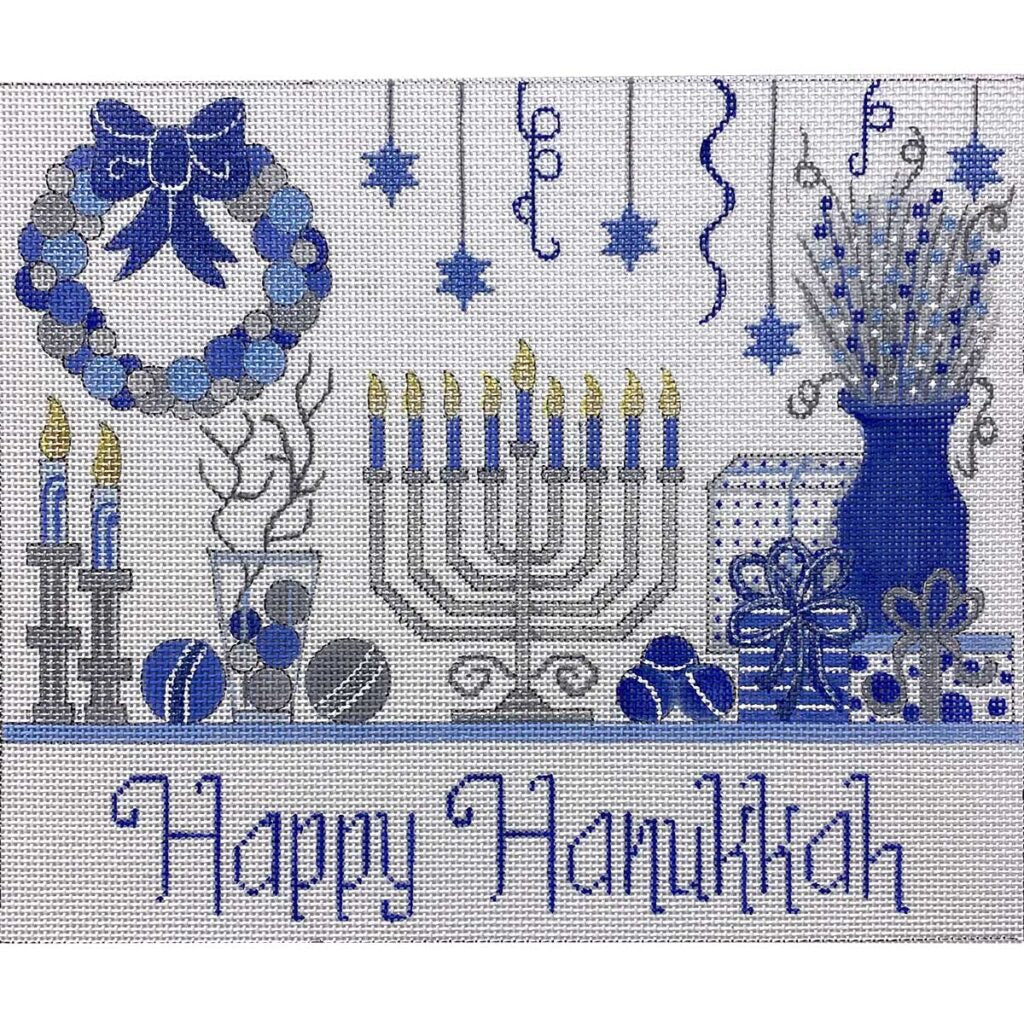 Happy Hanukkah Canvas - KC Needlepoint