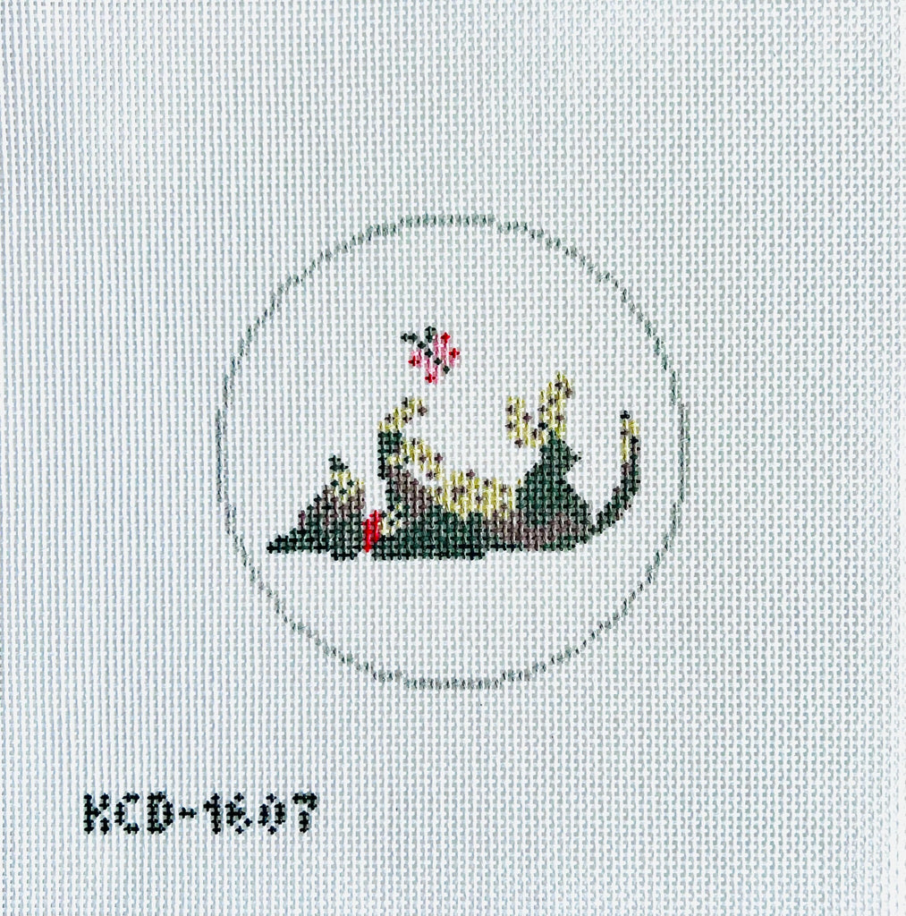 Dog with Butterfly Ornament Canvas - KC Needlepoint