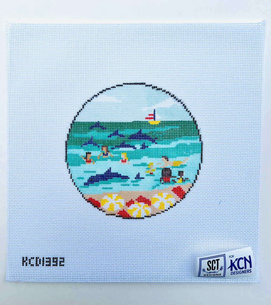 Swimming with Dolphins Canvas - KC Needlepoint