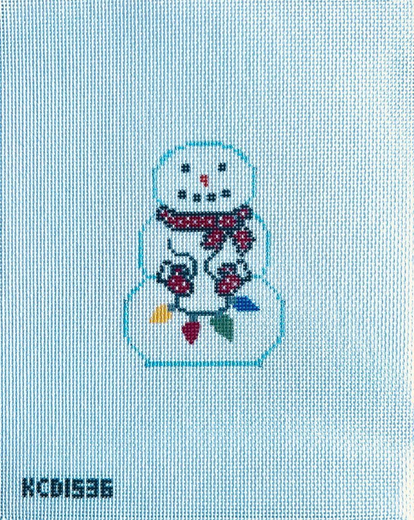 Snowman with Lights Canvas - KC Needlepoint