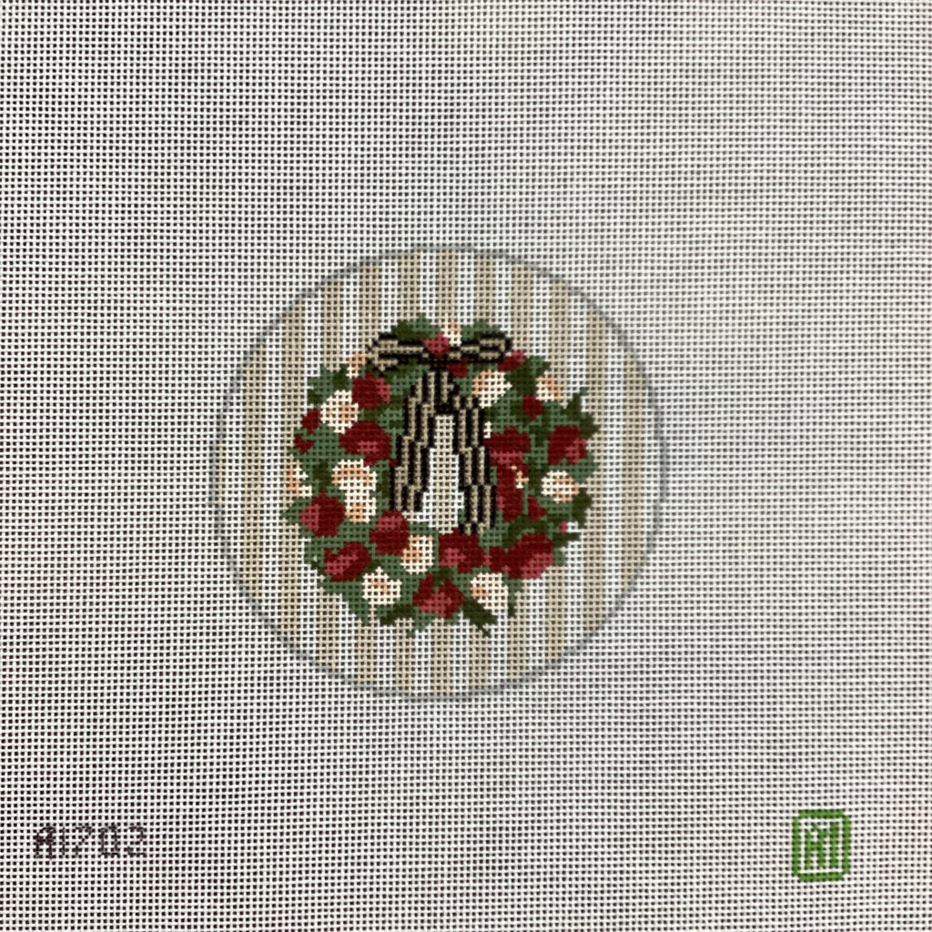 Cranberry Wreath Canvas - KC Needlepoint