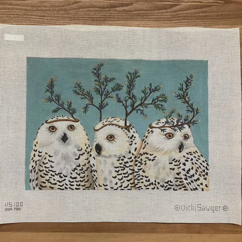 Festive Owls Canvas - KC Needlepoint