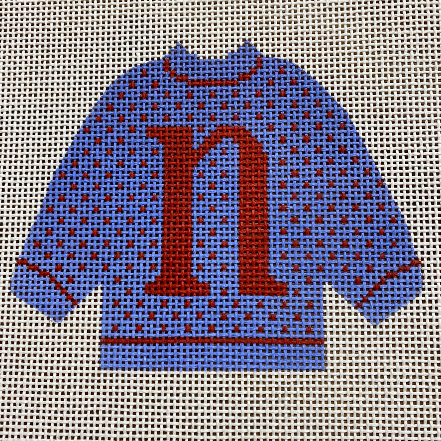 N Pullover Sweater Needlepoint Canvas - KC Needlepoint