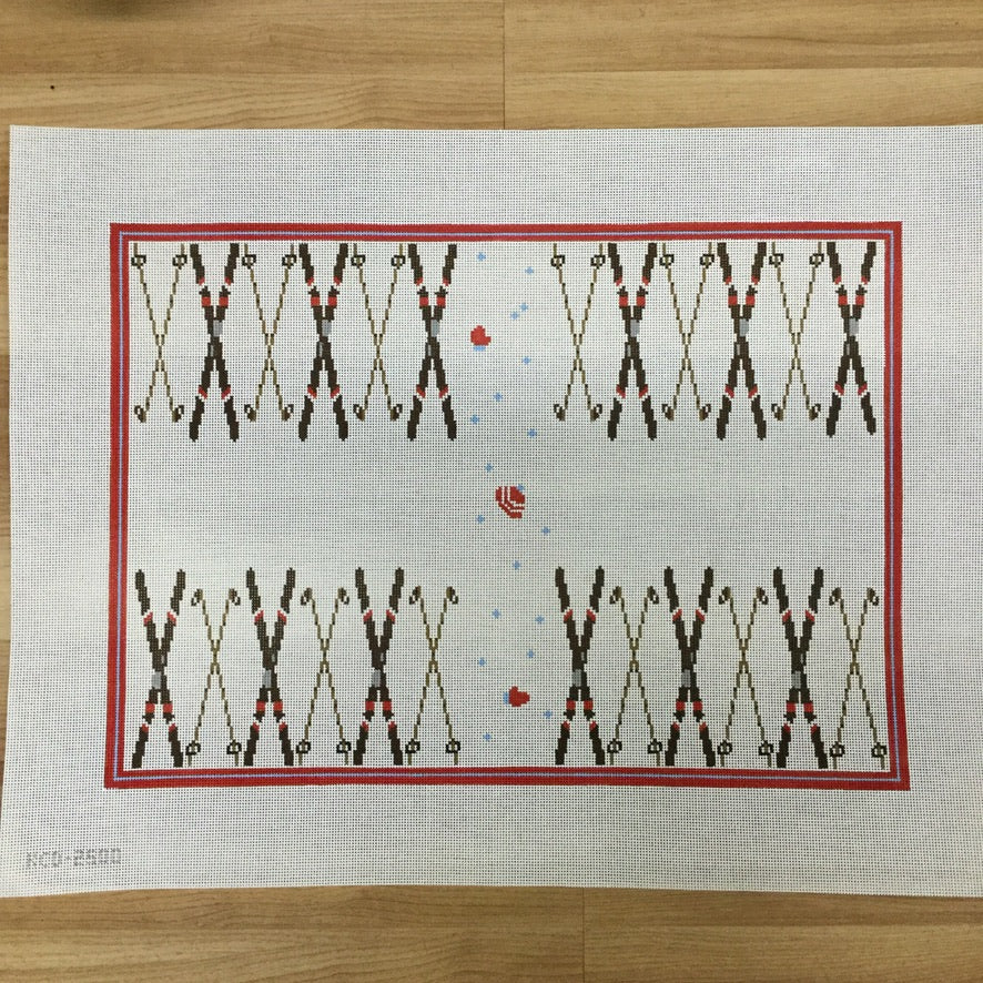Skiing Backgammon Board Canvas - needlepoint