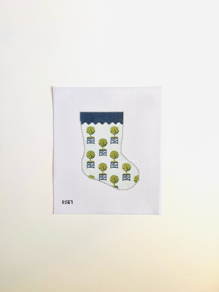 Topiary Pattern Ornament Sized Stocking Canvas - KC Needlepoint