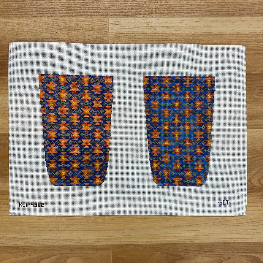 Orange and Blue Geometric Men's Loafer Canvas - KC Needlepoint