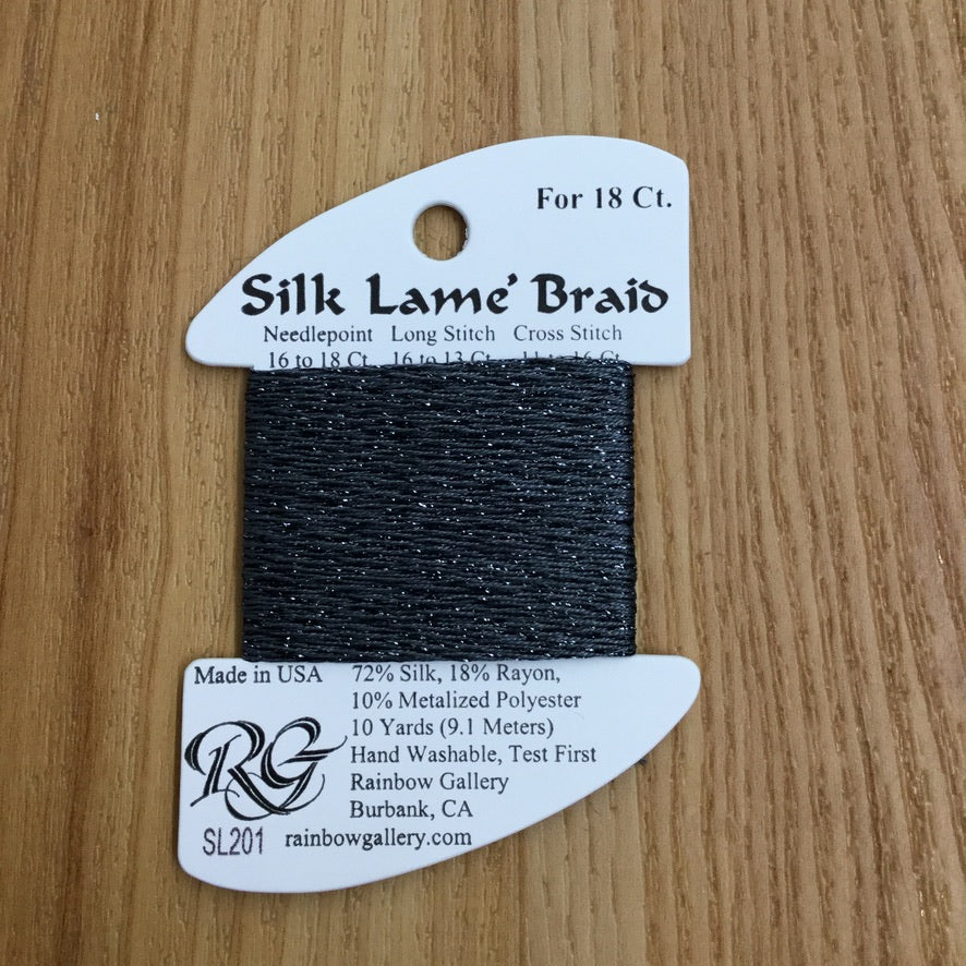 Silk Lamé Braid SL201 Gunmetal - needlepoint