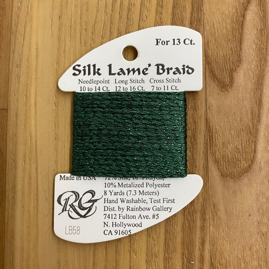 Silk Lamé Braid LB58 Dark Christmas Green - KC Needlepoint