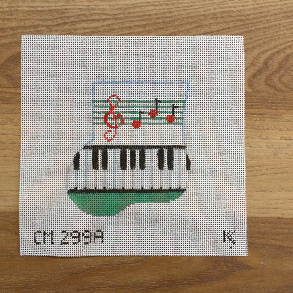 Piano Christmas Mini Sock Canvas - KC Needlepoint